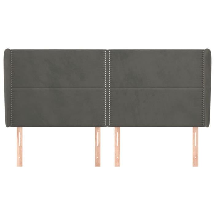 VidaXL Tête de lit avec oreilles Gris foncé 163x23x118-128 cm Velours3117871