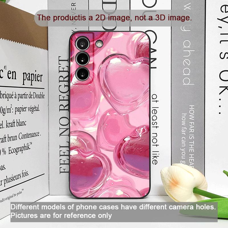 Stylish Pink Heart-Shaped Crystal Phone Case for Samsung Galaxy S25 S24+ S23 Ultra S22 Plus S20 S21 FE M53 M34 5G Soft Cover Y2K