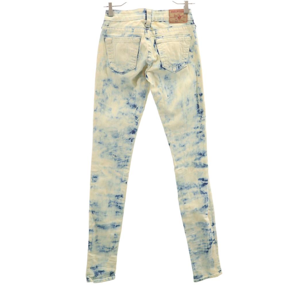 True Religion Crash Machining Skinny Denim Pants W24 Chemical Wash Jeans Women Used