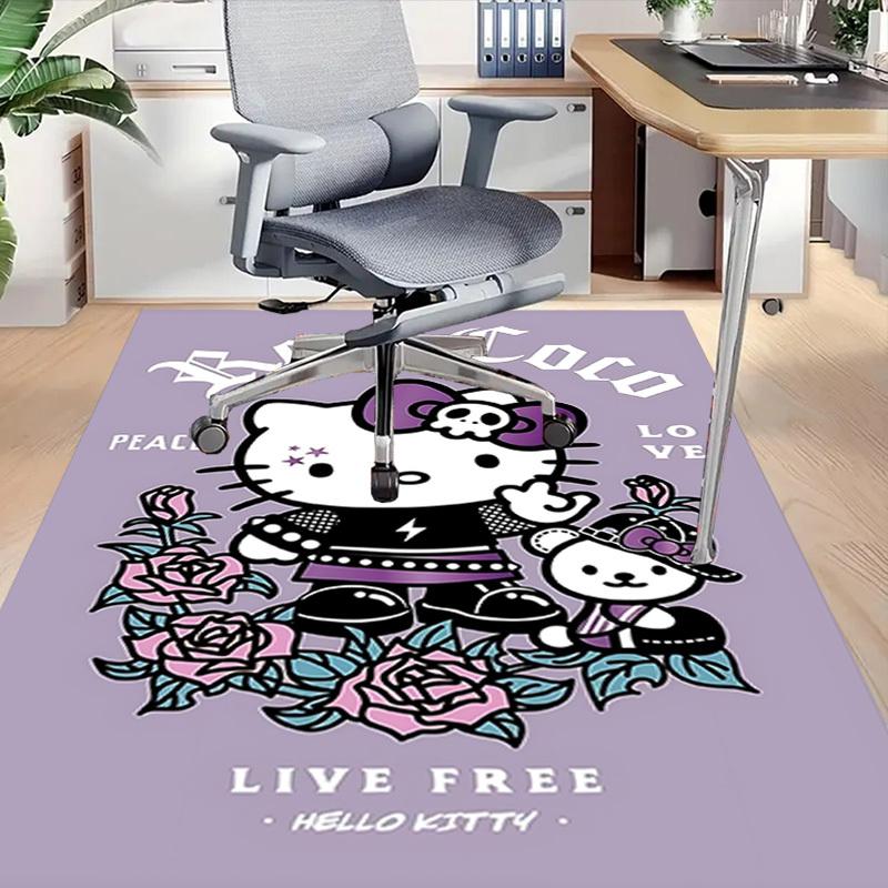 1pc Rock Coco Hello Kitty Carpet Anti Slip Polyester Floor Mat for office.Bedroom