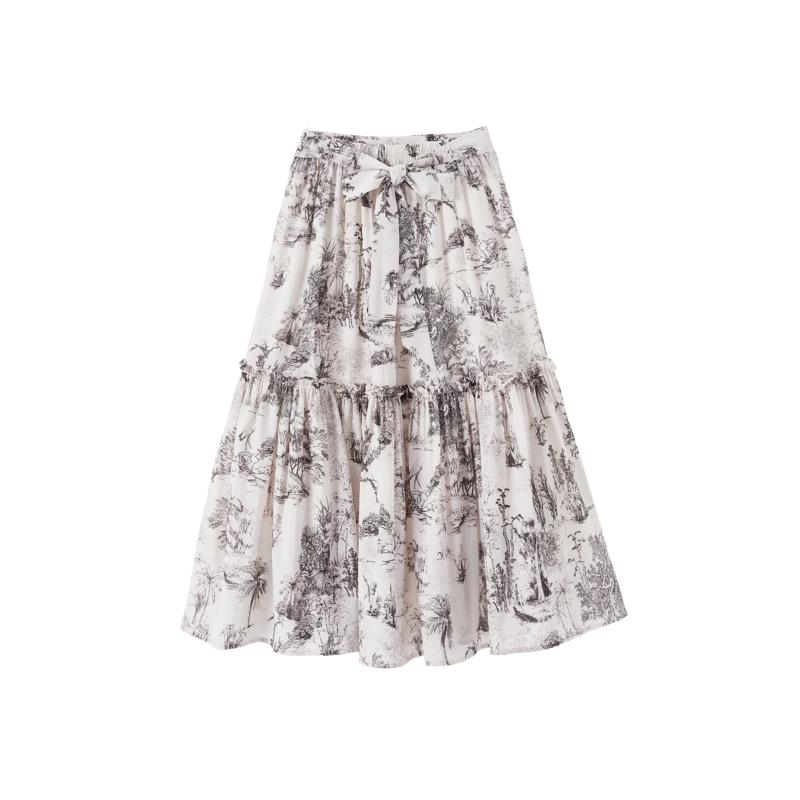 

Women s High-Waist A-line Printed Midi Skirt L