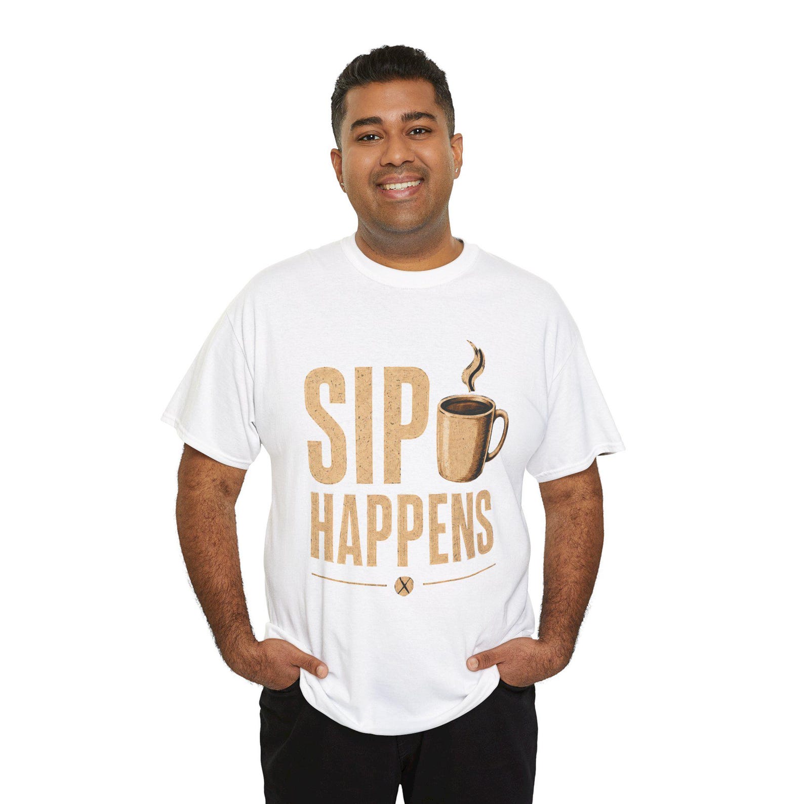 Sip Happens Shirt, Funny Coffee Lover Tee, Cute Tea Lover Gift, Caffeine Humor Shirt, Cozy Cafe Graphic Tee L