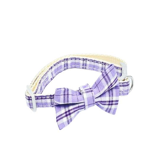 Cat Necklace Escapeproof Adjustable Fabric Adorable Bowknot Decor Pet Small Dog Plaid Collar
