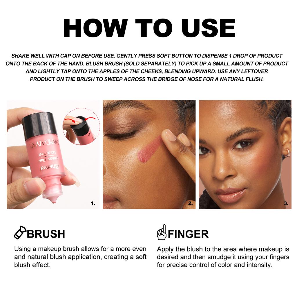 HANDAIYAN Airless Pump Liquid Blush with Fine Shimmer - 6 Long-Lasting Shades