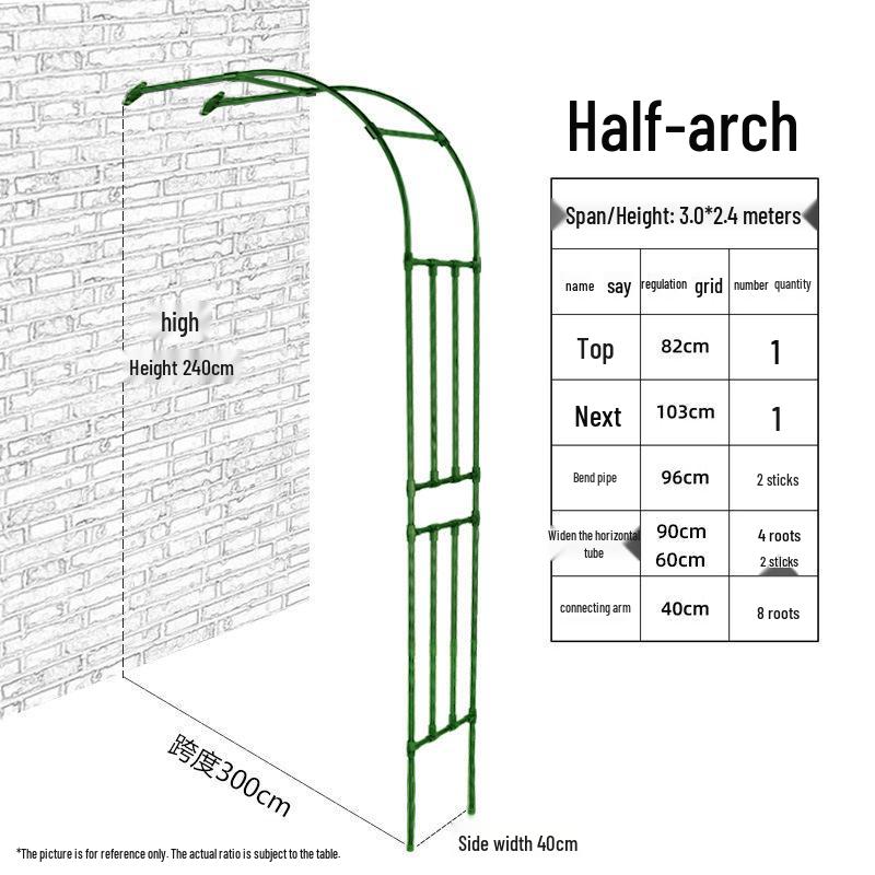 Half Arch Rose Trellis: Curved Iron Flower Stand for Garden or Balcony