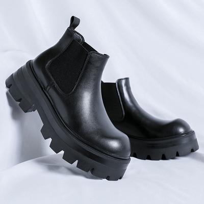 Moda Britannica Uomo Stivaletto alla Caviglia Casual in Pelle Antiscivolo Outdoor Stivale Chelsea Top Alto Business Fondo Spesso Scarpa da Lavoro di Design