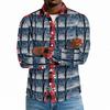 Men's Casual Long Sleeve Shirt with Christmas Print for Holiday Party and Fall