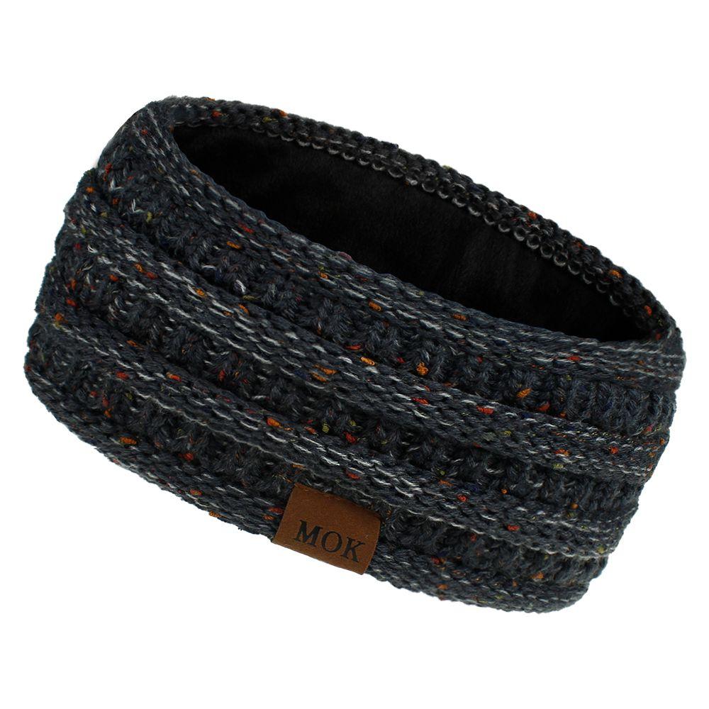

Hair Accessories Thick Fuzzy Head Wrap Knit Hair Band Ear Warmer Headbands for Women Fleece Lined Dark gray mix