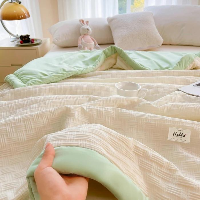 Plapumă răcoroasă de vară din fibre de soia pentru o persoană, plapumă subțire de vară, plapumă pentru aer condiționat, lavabilă la mașină, vară, dublă, dormitor