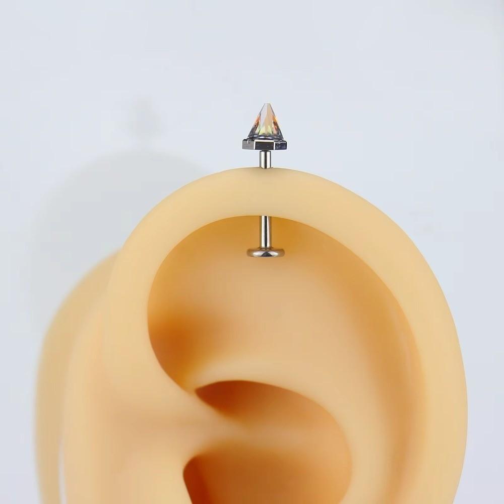 Stainless Steel Flat Back Stud Crystal Cone Cartilage Earring Gifts Piercing Stud  Ear Piercing