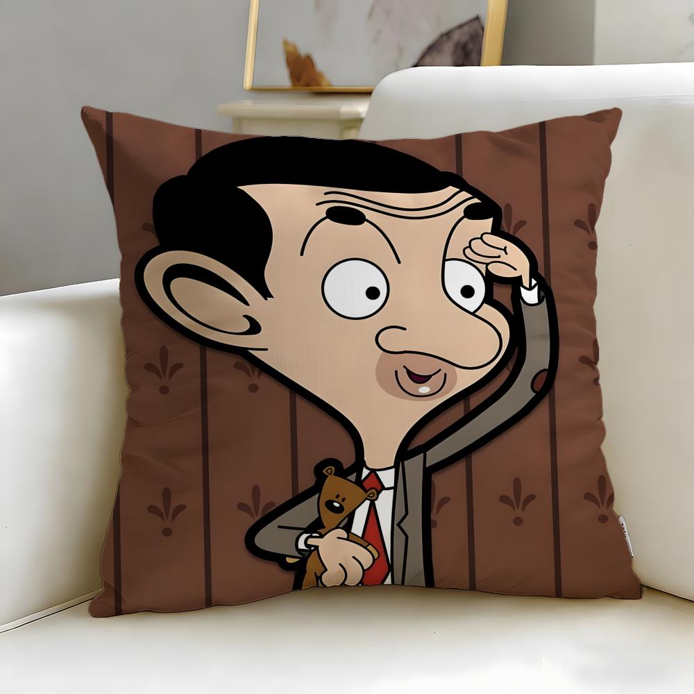 Classic Comedy Character Mr. Bean Cushion Cover Soft & Easy-Wash Pillow Case – Versatile for Couch, Bed, Travel and Office