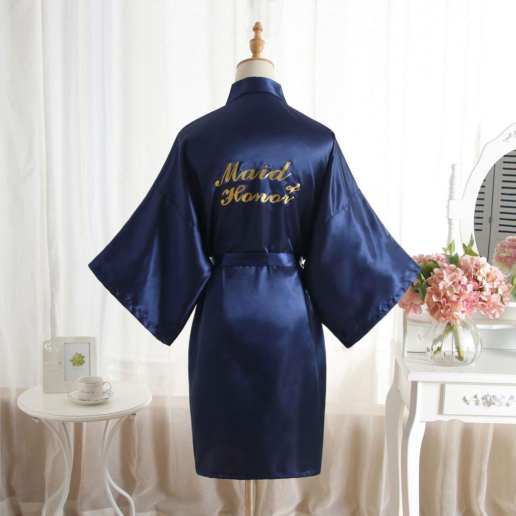 Comfortable Homewear Gold Dust Bridesmaid Maid of Honor Wedding Morning Robe Makeup Robe Robe Fashion Temperament Elegant Simulation Silk Cardigan