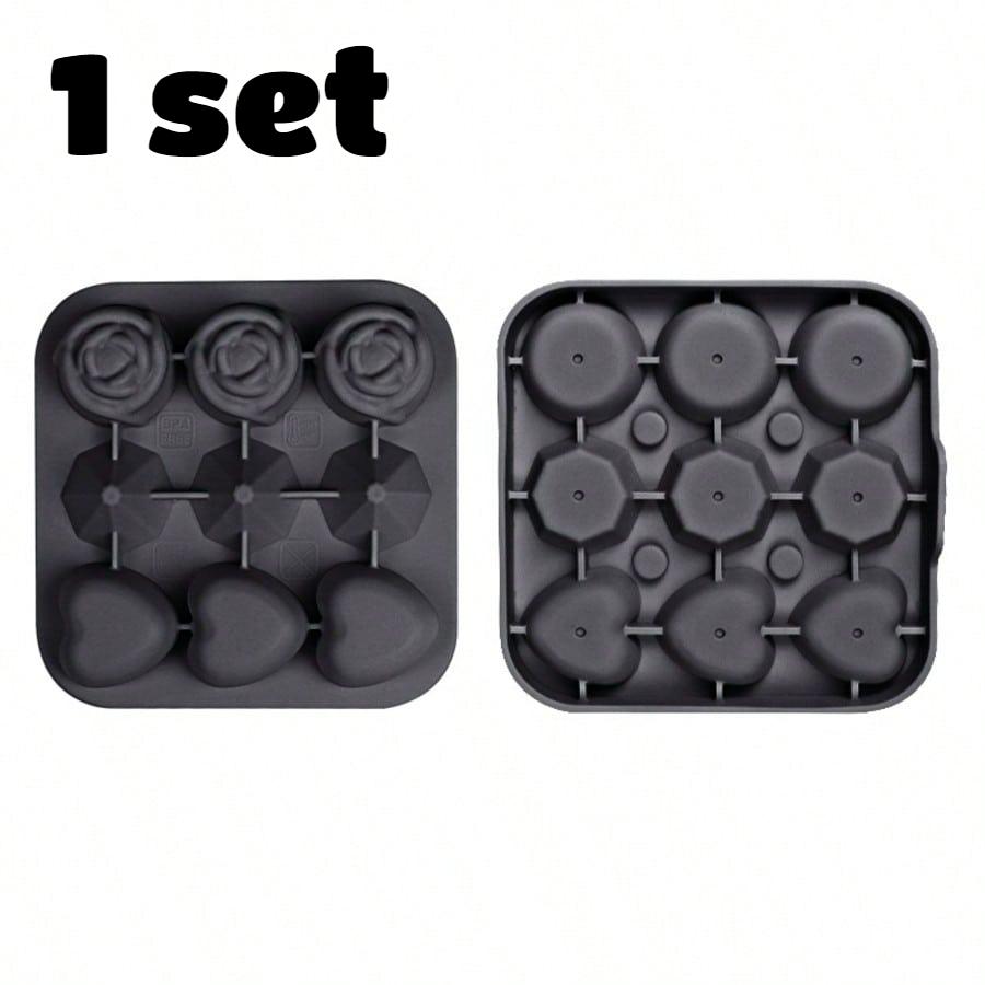 4 Stück Rose Herz Diamant Eiswürfelform 9 Fächer 3D Eisform mit Deckel Einfaches Entformen für Whiskey Bourbon Cocktail Wein Kaffee Saft