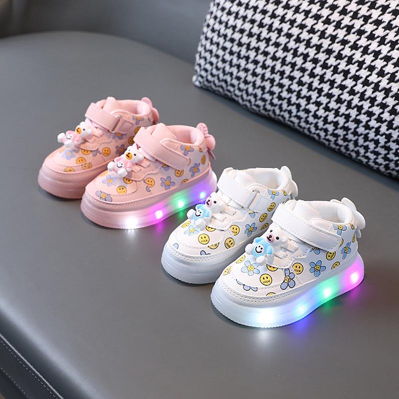 Spring children's LED lighting shoes new girls' casual shoes anti slip boys' sports shoe fashion girls' shoe comfort boys' shoes