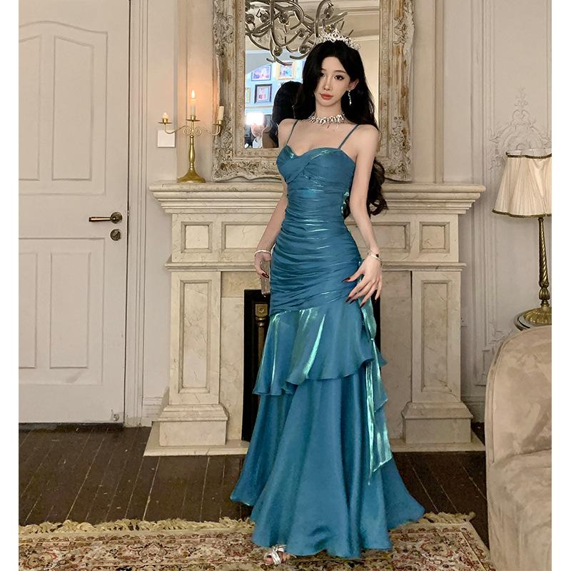 Meerjungfrau Ji rote Rüschenkante High-End rotes Kleid Bar-Mizwa Bankettkleid Brustpolster