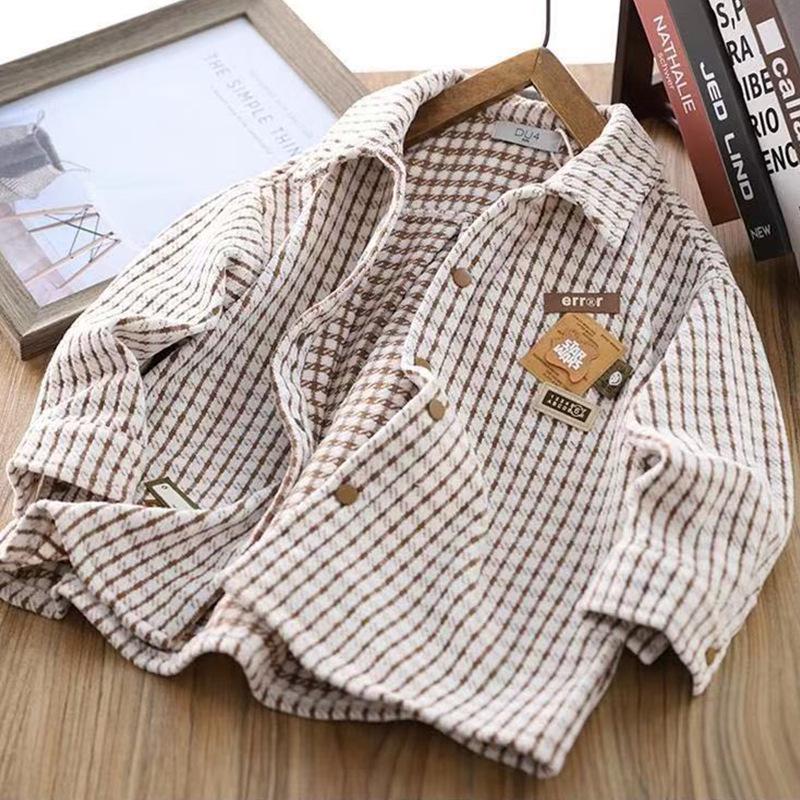 Jungen Langarm Karohemd - Stilvolles Herbst-/Frühlings-Freizeitoberteil für 2026