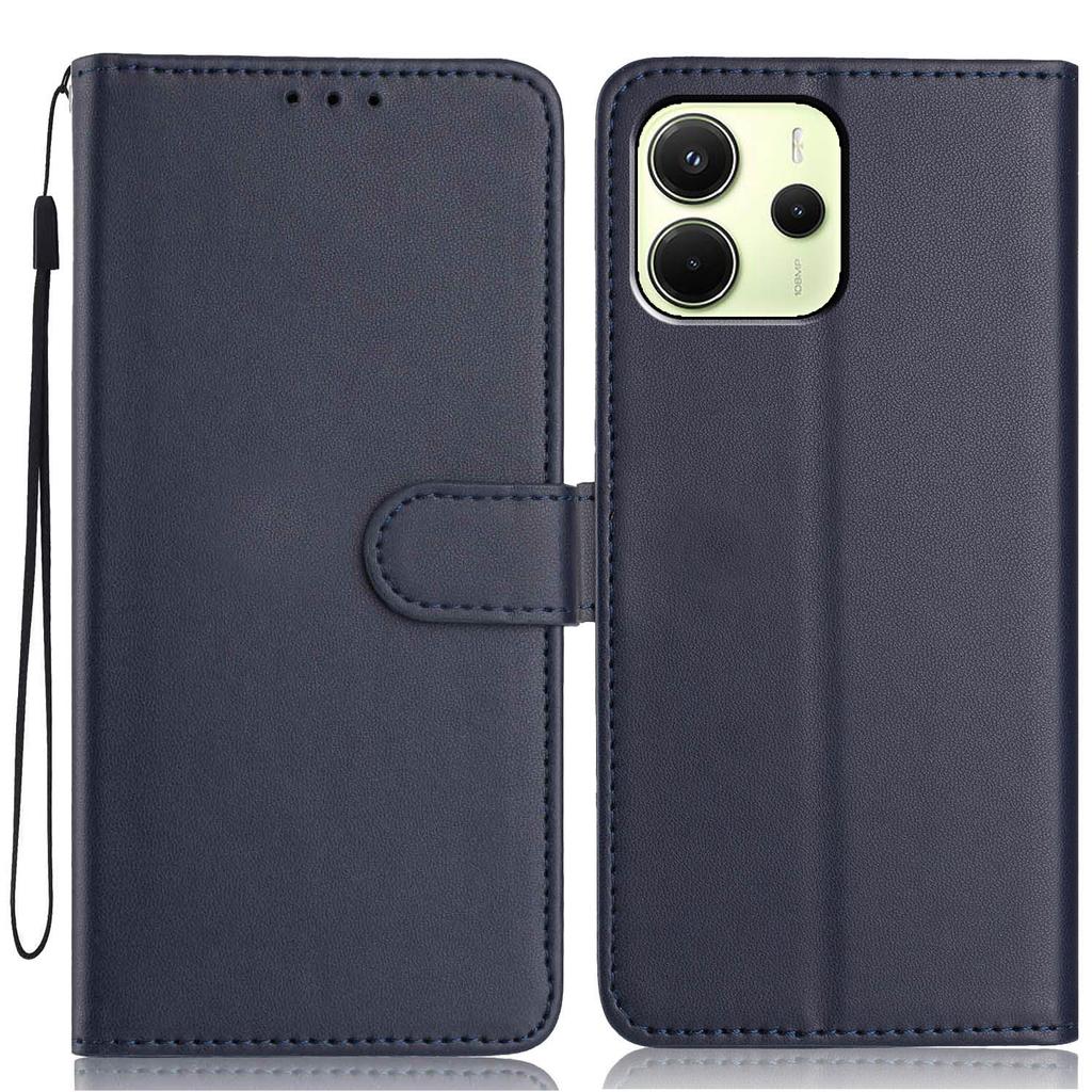 Dla Xiaomi Redmi Note 14 4G (163.25mm) Etui portfelowe z paskiem/Wiele przegródek na karty Jednokolorowe Skórzane Etui z podstawką na telefon