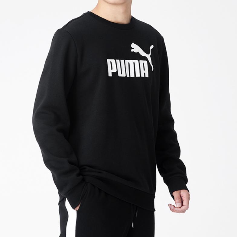 Puma Ess Logo Fleece-Lined Warm Casual Sport Sweatshirt Men Tops Black 586936-01