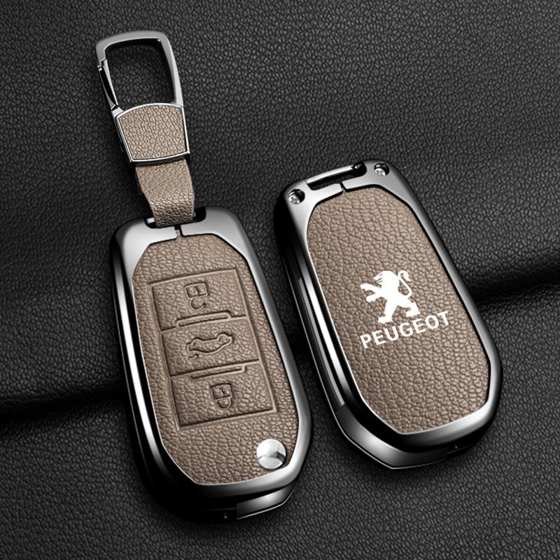 Leder Autoschlüssel Flip-Hülle Fob-Abdeckung Halter Schale für Peugeot 208 2008 308 3008 408 508 107 301 Auto Schlüsselanhänger Zubehör