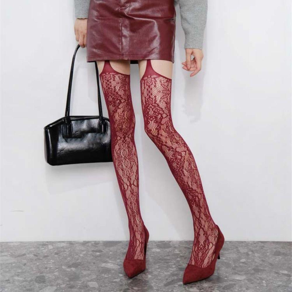 Transparent Lace Suspender Stockings Ultra-thin Leggings Women Mesh Pantyhose Streetwear