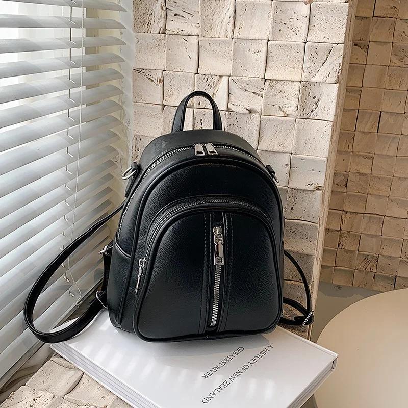 

Casual Women Pu Leather Backpacks High Quality Female Small Travel School Bags for Teenager Girls Fashion Designer Shoulder Bag чёрный