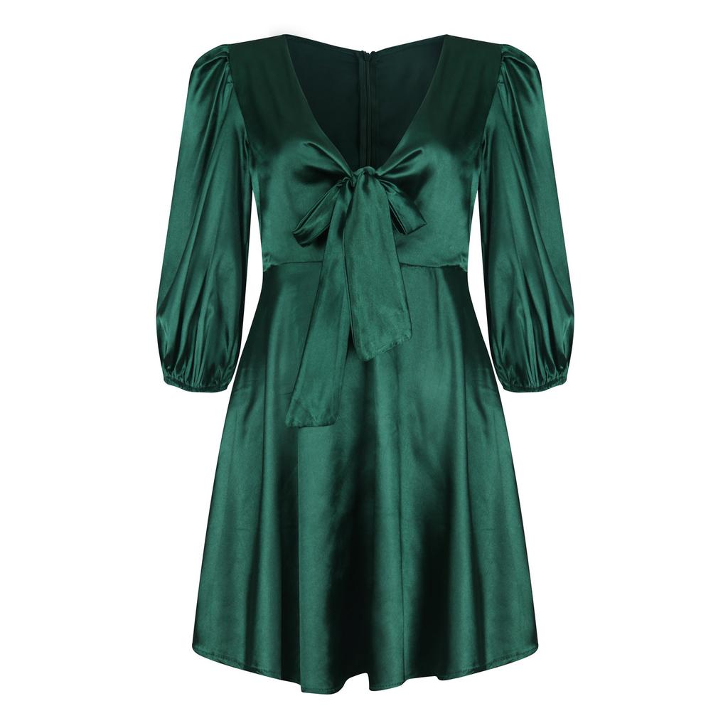 Dámská móda Ležérní Elegantní Bandáž Bishop Rukáv Hluboké šaty s výstřihem do V