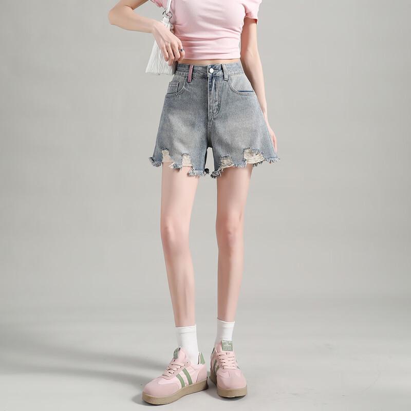 TONLION 2025 Summer Casual Raw-Hem Denim Shorts