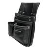 SK11 Carbon Leather Nail Pouch, Black, Genuine Cowhide Leather, Belt Loop with Slit, Ink Pot Pocket (SK-CLK-SP)