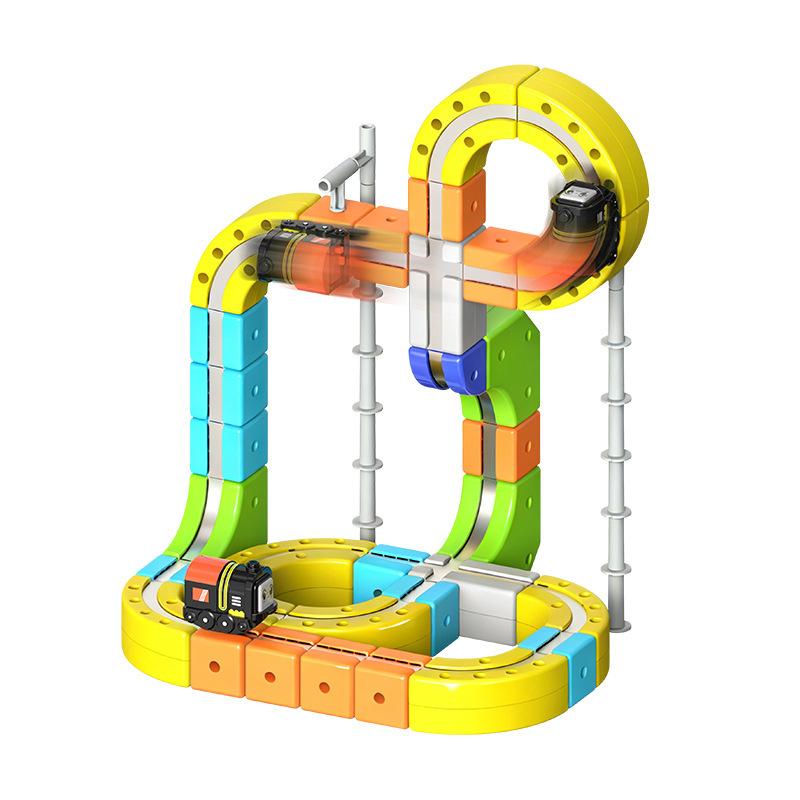 New Magnetic Car Stem Racing Car Railtrack Set Montessori Motorized Train & Gravity Maze Toy Educational Gift For Kids