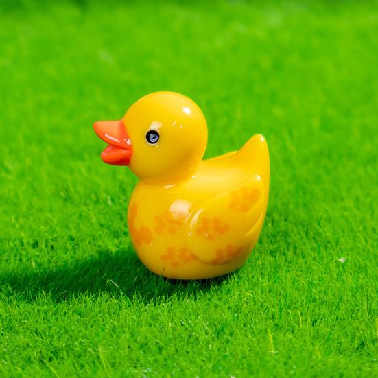12Pcs Mini Flower Duck Figurine Yellow White Duck Resin Statue Miniature Animal Ornament Home Office Desktop Decoration Dollhouse Accessories