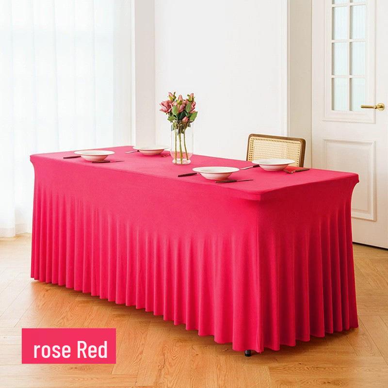 Elastic Table Cover for Wedding Banquet, 6FT Rectangular Skirt, Hotel Party