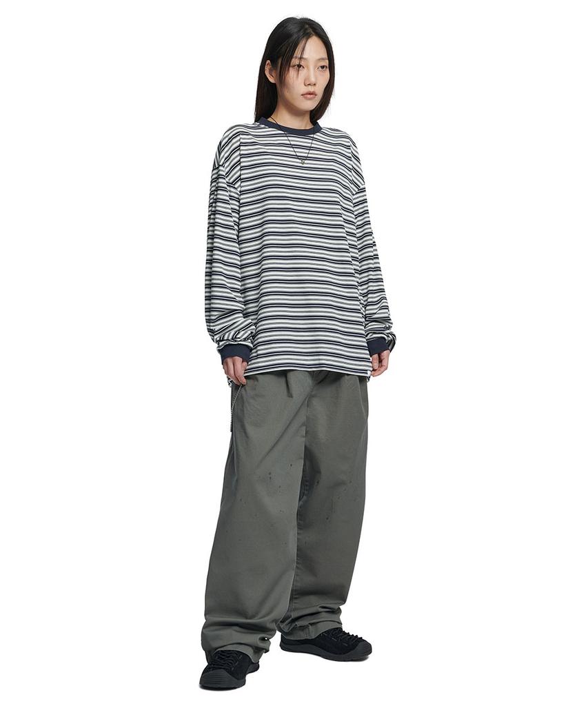 Nomaenyueol Offbeat Stripe Long Sleeve Tee - Black