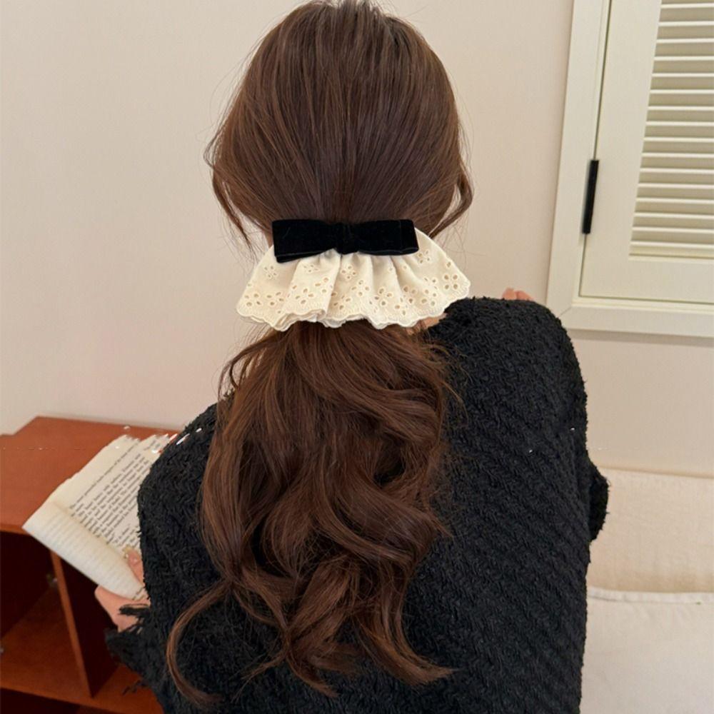 Hair Clips Red Velvet Bow Hair Clip Pearl Bow Vertical Clip Sweet Lace Bow Hairpin  Gift