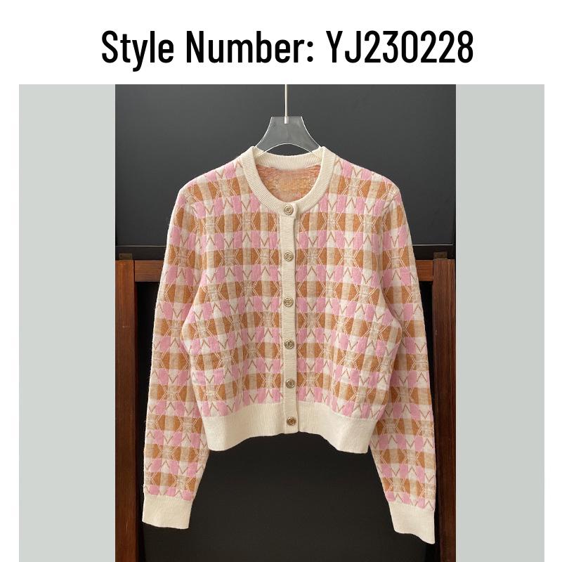 M Brand Early Autumn Diamond Pattern Knit Cardigan - Sweet Temperament Long Sleeve Design