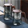 One Click Tea Separation Filtration Glass Teapots With Wood Handle Tea Water Separation Inner Container Tea Pot With Infuser