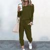 Damski dres Casual Solidne sportowe bluzy z długim rękawem i sportowe dwuczęściowe zestawy z długimi spodniami