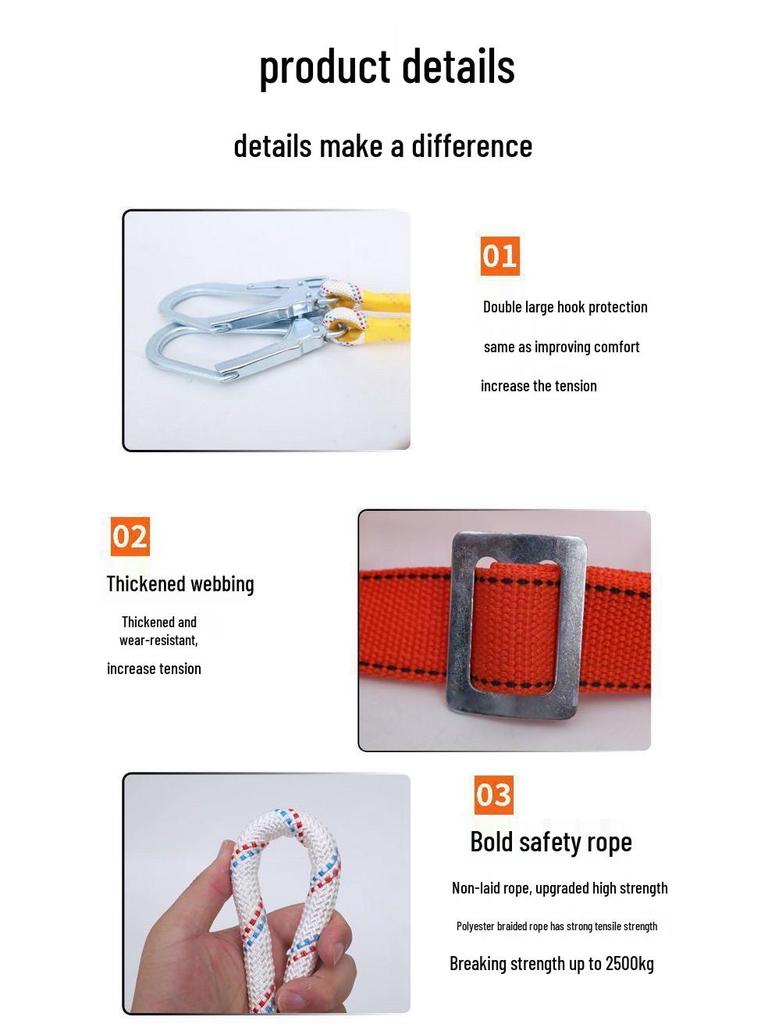 European Full Body Five-Point Electrician Harness with Double Hook.