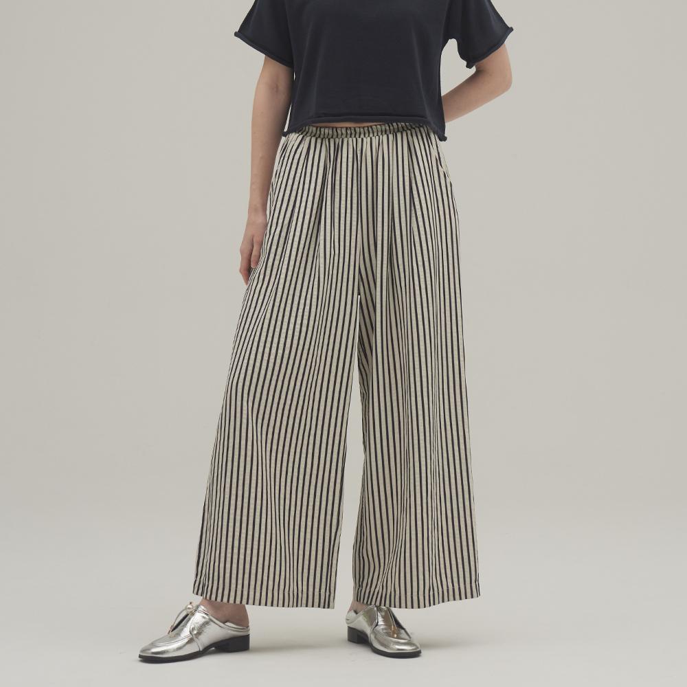 SIINVII Striped Cotton Wide Elastic Pants_Svpt240501
