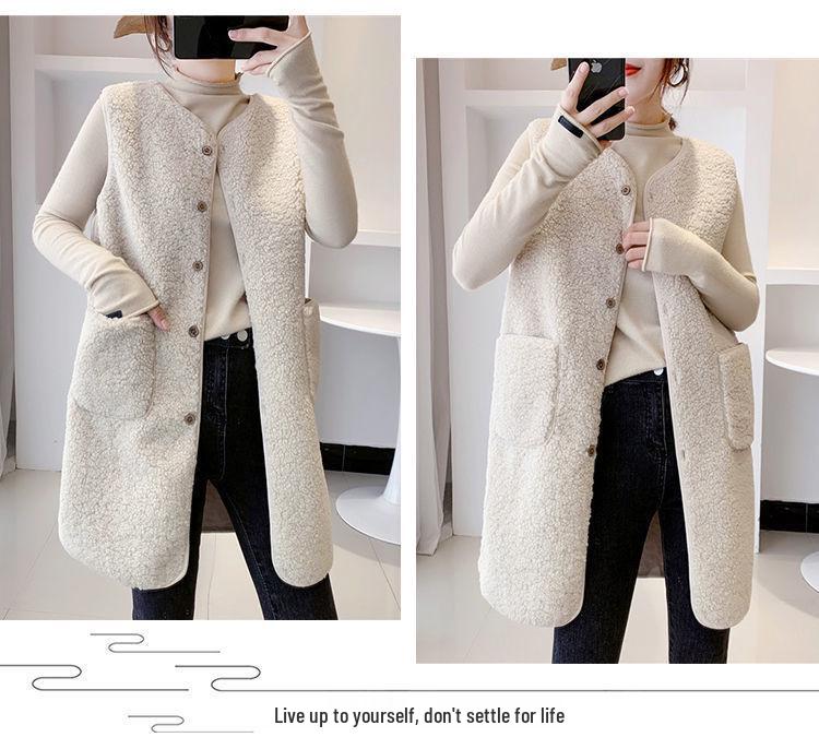 Women's Mid-Length Faux Lamb Wool Vest - Autumn/Winter Fashion Versatile Coat