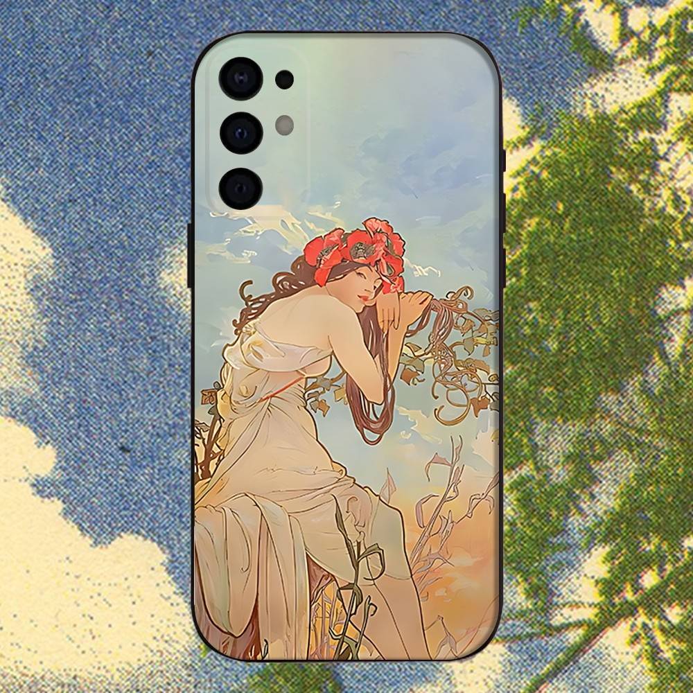 

Vintage Alphonse Mucha Phone Case For Samsung S25,S24,S21,S22,S23,S30,Ultra,S20,Plus,Fe,Lite,Note,10,9,5G Black Cover Samsung S235G