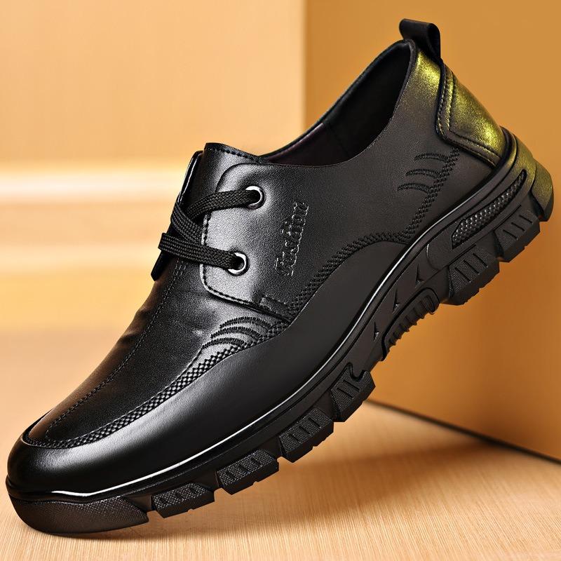 Men's first-layer cowhide business dress casual shoes soft-soled soft leather breathable middle-aged father leather shoes
