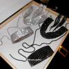 Colier cu franjuri de diamant, brățară, cercei, set, lanț rece pentru claviculă, lux discret, lanț de gât high-end, feminin.