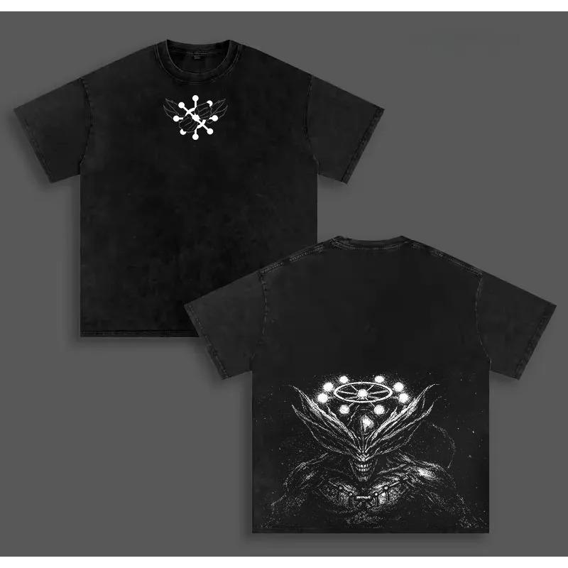 Manga Jujutsu Kaisen Makora T-shirt Y2k Washed Oversized Tshirt Men Women Clothing Top Summer Short Sleeve Cozy Cotton Tee Shirt