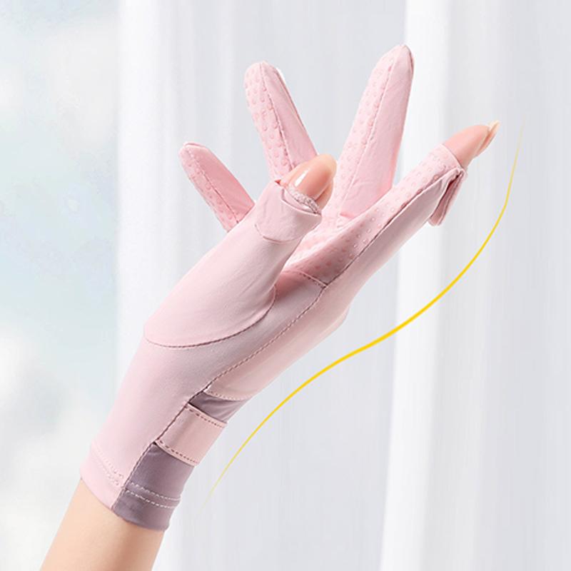 Lady Sunscreen Ice Silk Gloves Female Summer Sun Protection Gloves Fashion Cycling Driving Running Mittens Thin Anti-UV Gloves