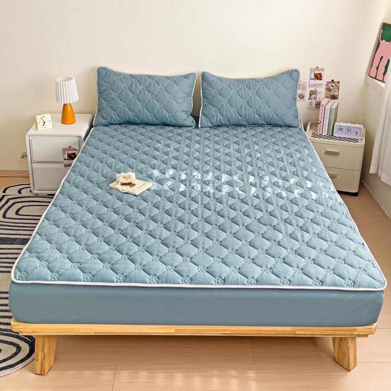 Cloud Cotton Skin-Friendly Thickened Fitted Sheet: Solid Color, Pure Cotton, Non-Slip, Machine Washable.