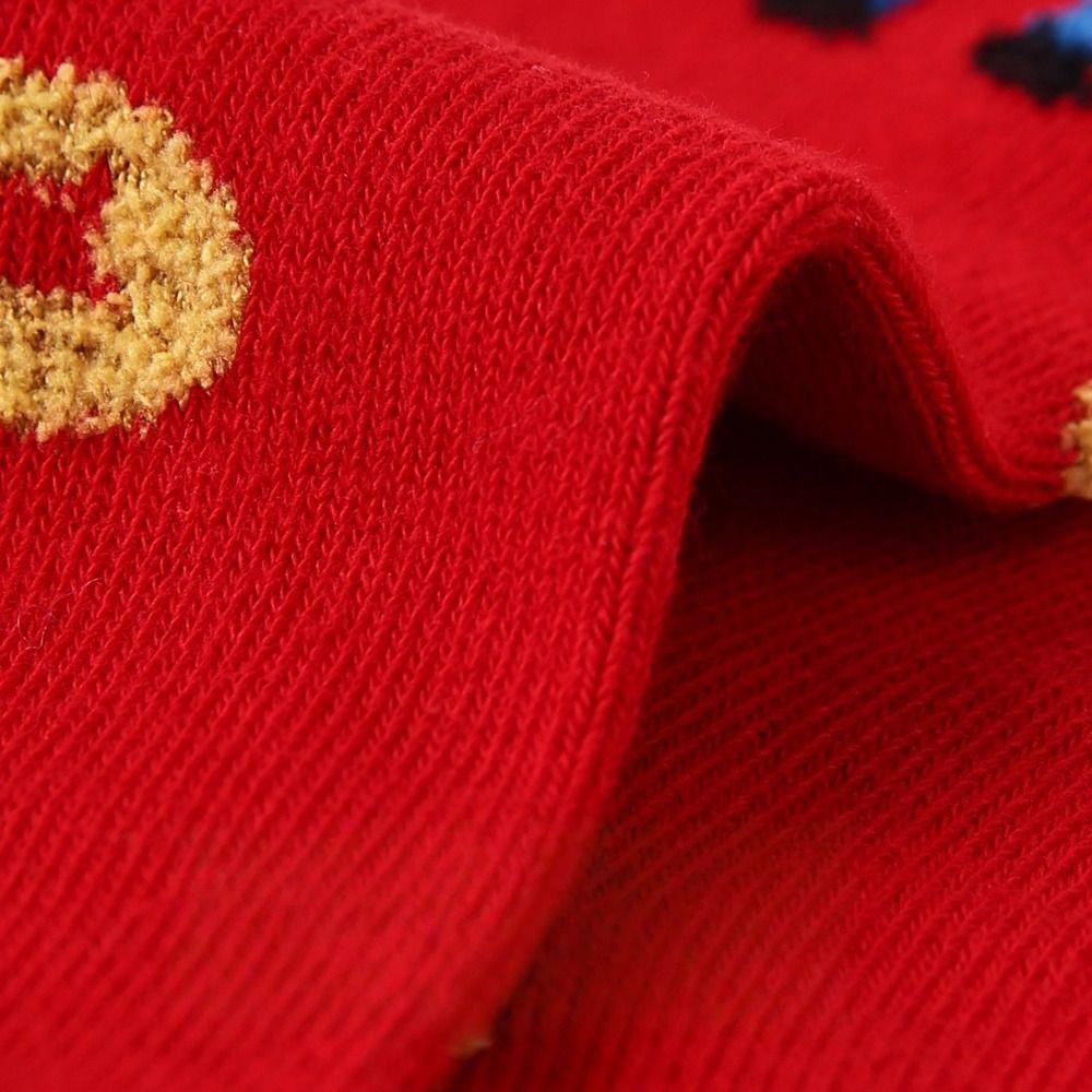 5Pairs Mid Tube Zodiac Horse Year Socks Good Luck Red Cotton Socks Chinese New Year Socks  Women