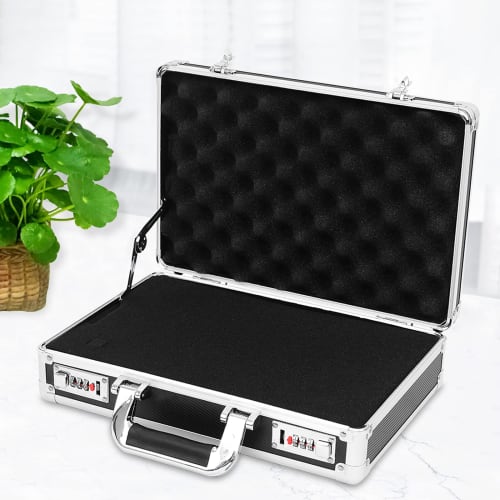 Rxakudedo Attache Case, Aluminum Case with Password Entry, Black, 36cm Long x 10cm Wide x 25cm High (Perfect for Commuting)