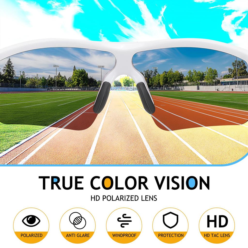 Feisedy Spor Polarize UV TR90 İçin Mükemmel ve B2454 Çocuk Güneş Gözlüğü, Camlar, Koruma, Ultra Hafif, Golf, Koşu, Beyzbol, Levrek, Balık Tutma,