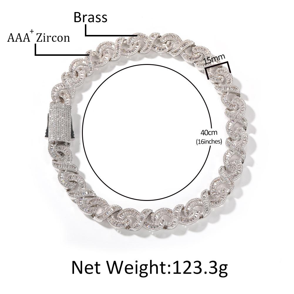 New Geometric T Infinity Necklace Boys Premium Personality 15mm Diamond Pendant Cuban Chain