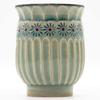 Minoru Small Green Mishima Made In Japan Maeken, Kyo-yaki, Kiyomizu-yaki, Ando, Teacup, Glaze, Carving,